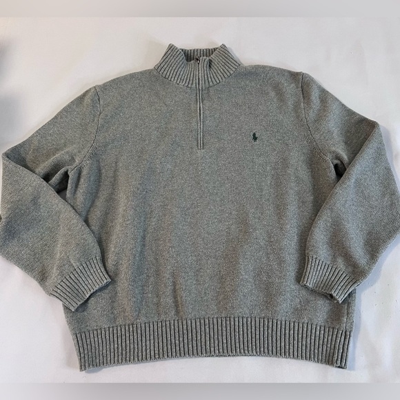 Polo Ralph Lauren Pullover Sweater Mens XXL Dark Gray w/Green Pony 1/4 Zip - Picture 3 of 10